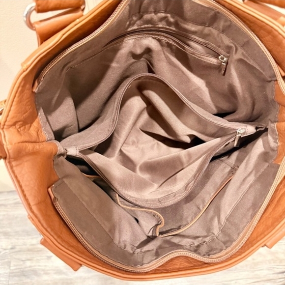 Women’s Tan Tote Bag with Decorative Cross - Picture 8 of 13